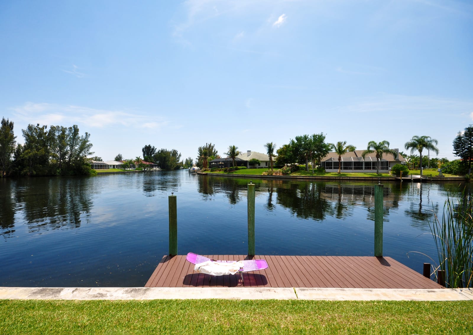 Waterfront canal homes with a private dock in Cape Coral
